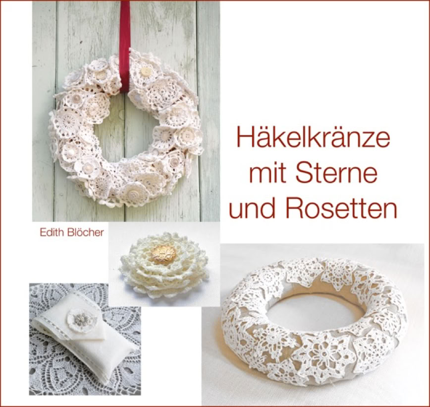 Buch  mit Häkelkränze